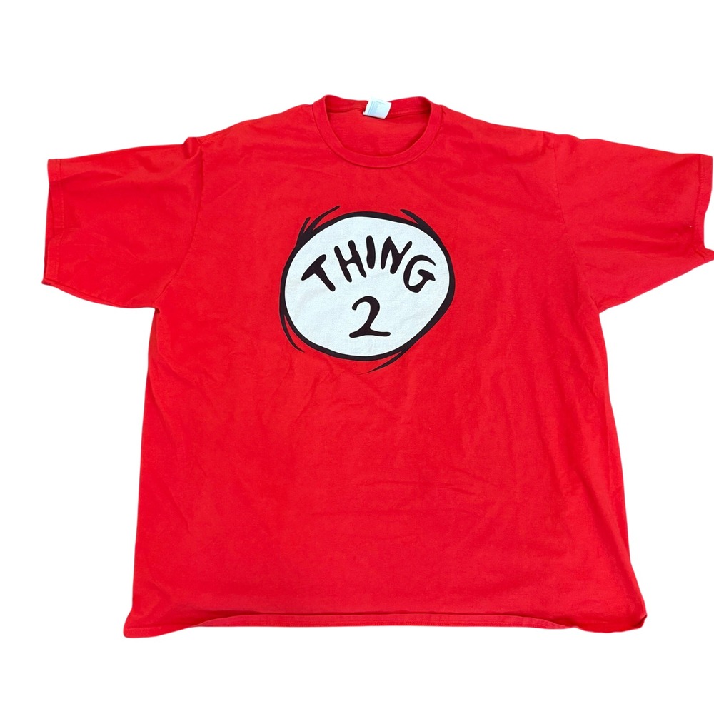 Dr Seuss Thing 2 Graphic T-Shirt Red 3XL Cotton Fan Favorite Costume Halloween